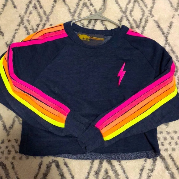 Aviator Nation Tops - Preppy neon aviator nation cropped crewneck